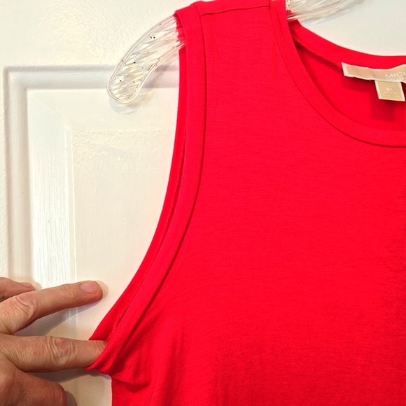 Michael Kors, Tank, Blouse Sleeveless, Coral, Pink, Layered Look, Scoop Neckline - Picture 4 of 9